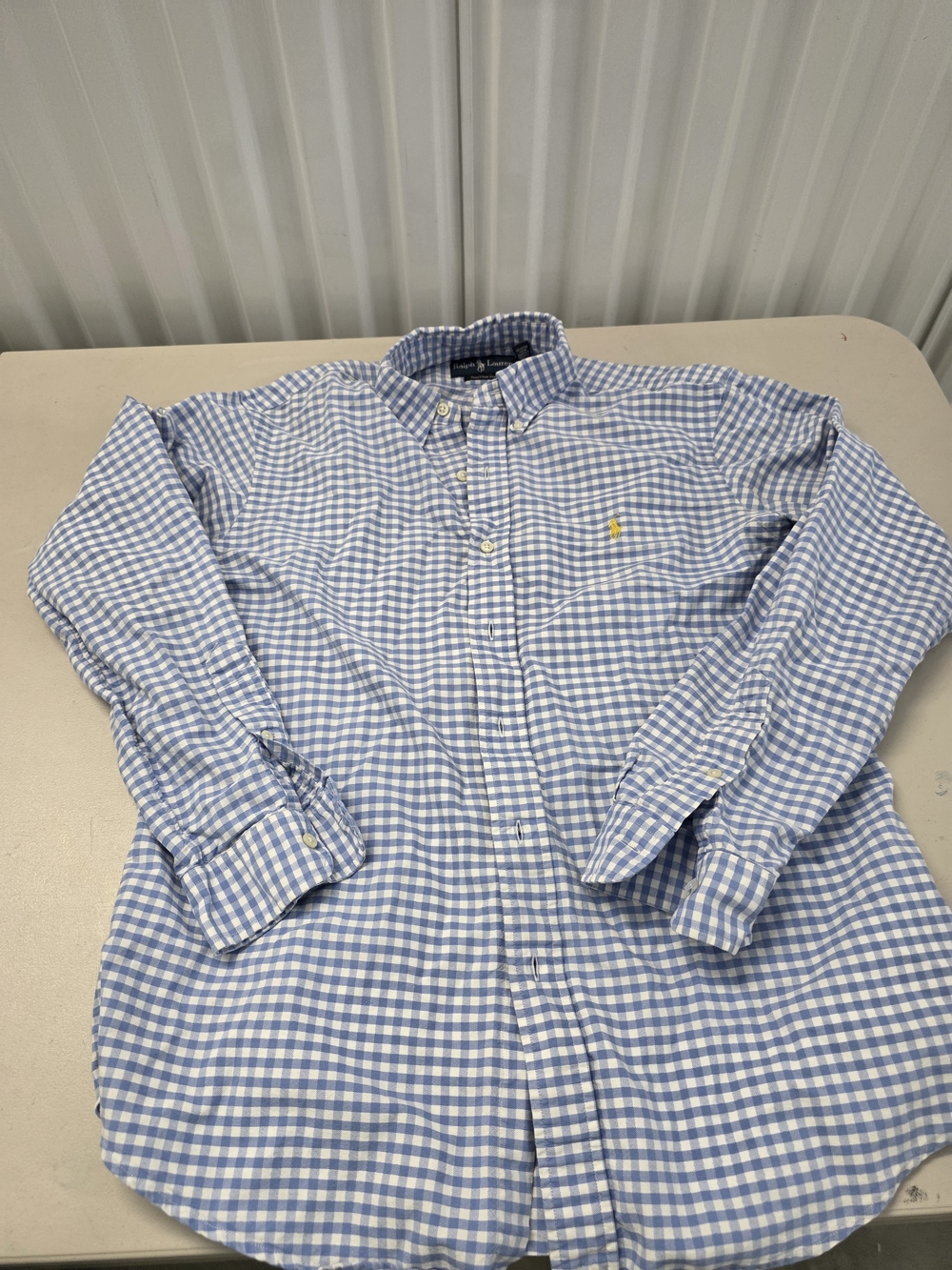 Ralph Lauren Custom Fit Checkered Button Down Shirt Men's Size Large